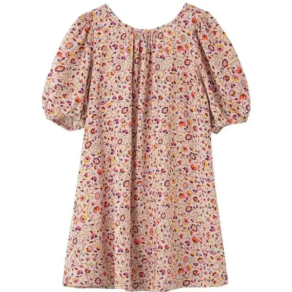 PEEK Girls Isa Allover Floral Print Puff Sleeve Dress size 10